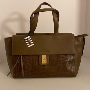 Henri Bendel Jane Street Tote Mixed Croc Print Lt Brown *NWT*